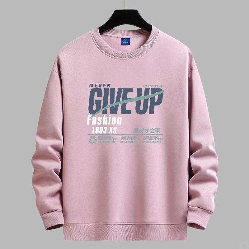 QICED Spring and Autumn Sweatshirt Men's Long Sleeve T-shirt Loose Versatile Casual O-Neck Pullover