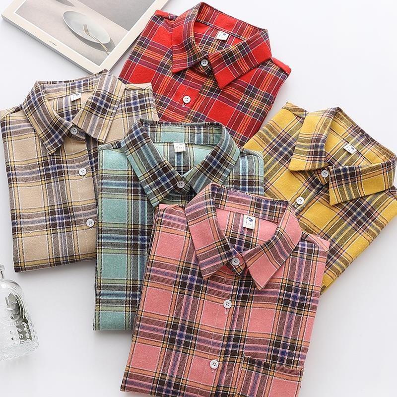 2025 Women's Plaid Shirt Jacket: Stylish Loose Long Sleeve Outerwear for Autumn & Winter