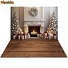 Mocsicka White Christmas Fireplace Photography Background Xmas Tree Gifts Girl Family Party Portrait Decor Backdrop Photo Studio