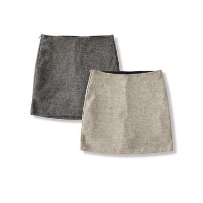 Women's Spicy Retro High-Waisted Knit Mini Skirt - Solid Color, Sexy Hip-Hugging A-Line for Autumn/Winter