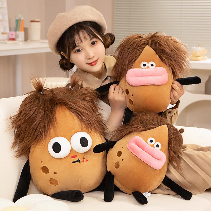 DIY Styling 30-50CM Bang Hair Potatoes Toy Super Soft Dolls Home Decor Simulation Funny Expression Girls Birthday Halloween Gift