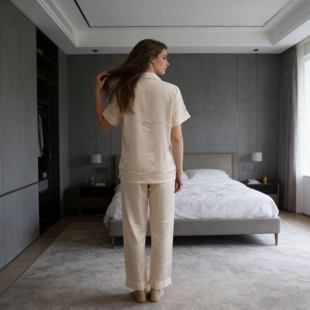 New Silk-blend Pajamas for Women, Luxurious and High-end, with Cool and Breathable Properties, Suitable for Wearing Outside As Well.