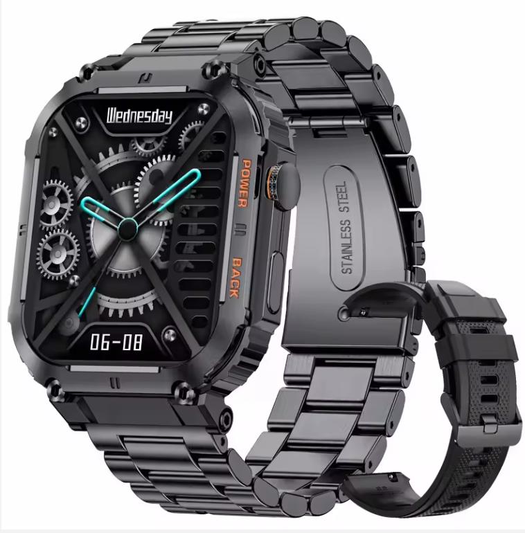 

LIGE Спорт на открытом воздухе Фитнес Смарт-часы для мужчин 1,96-дюймовый экран Bluetooth Звонки Водонепроницаемые часы Кислород в крови Reloj Hombre