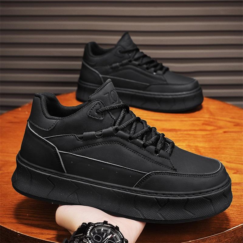 

Толстая подошва износостойкая легкая подошва мужские кроссовки 2024, летняя новая повседневная мужская обувь модная удобная противоскользящая мужская 43 чёрный
