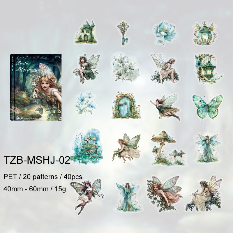 Muse Illusion Series Vintage Magic Elf Flower Character Landscape PET Sticker Creative DIY Journal Material Collage Stationery