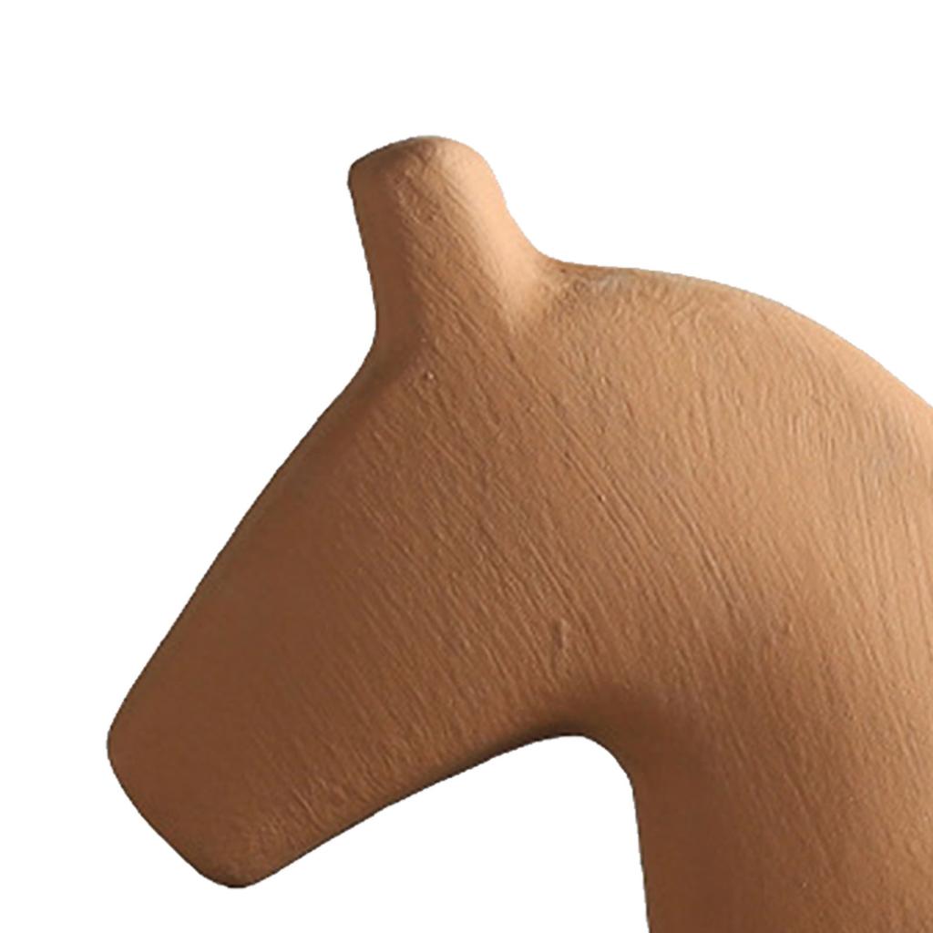 Wooden Horse Figurine Sturdy Pinewood Hand Painted Simple Pure Color Horse Statue for Family Office Tabletop
