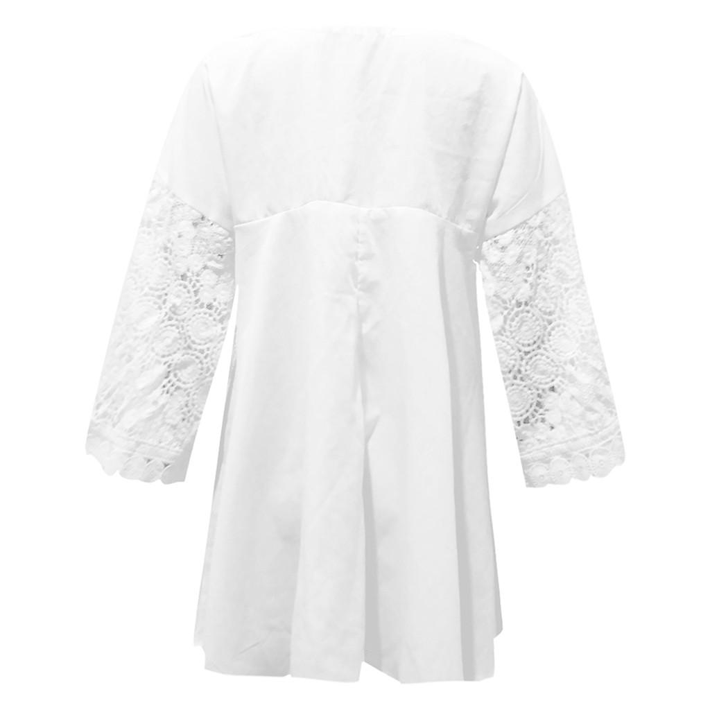 Women Half Sleeve Cotton Linen Hollow Out  Lace Patchwork T-Shirt Blouse Tops