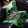 1pc cat shamrock blanket Lightweight Flannel Throw for Sofa Bed Travel Camping Livingroom Office Couch Chair