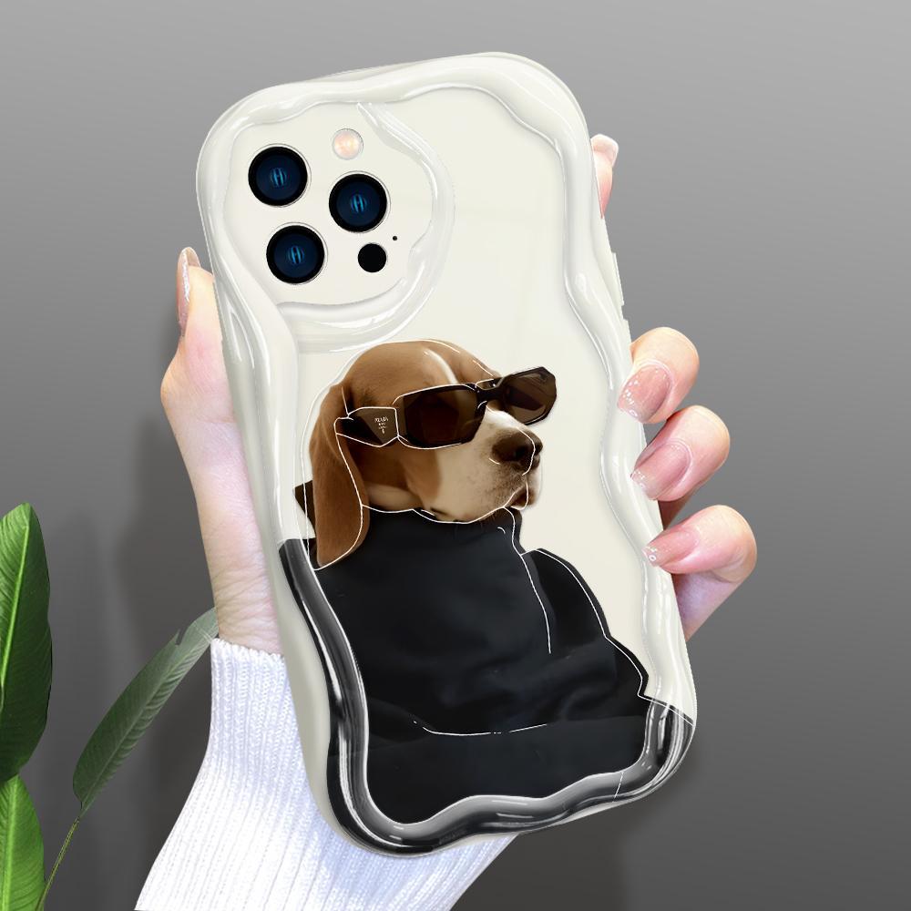 Cartoon Pattern Cream Texture Casing Wavy Edge Soft Silicone Cover Phone Case for IPhone Samsung Huawei Honor Xiaomi Redmi OPPO Realme Vivo Infinix