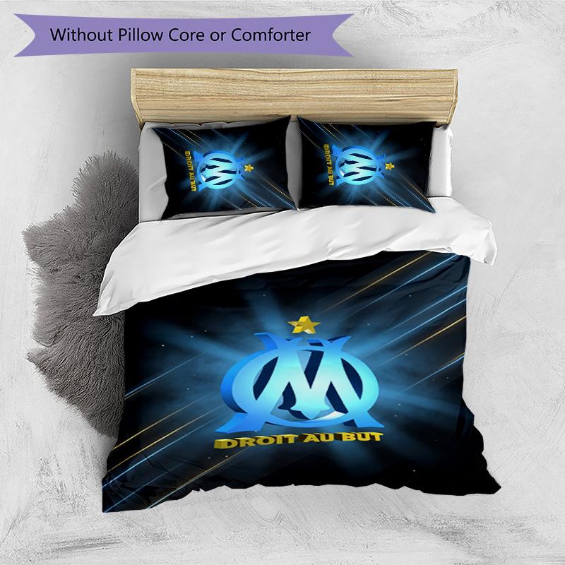 Olympique Lyonnais FC Printed 3PCS Bedding Set Breathable Duvet Cover with Pillowcases Decorative Bed Linen for Bedroom Home