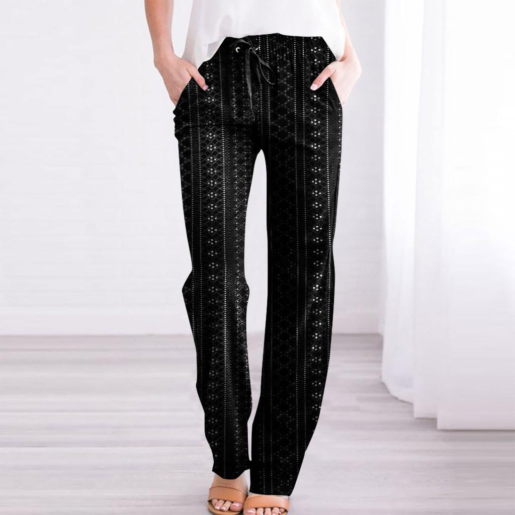 Pants For Women Casual Summer Solid Color Loose Straight Pocket Pants