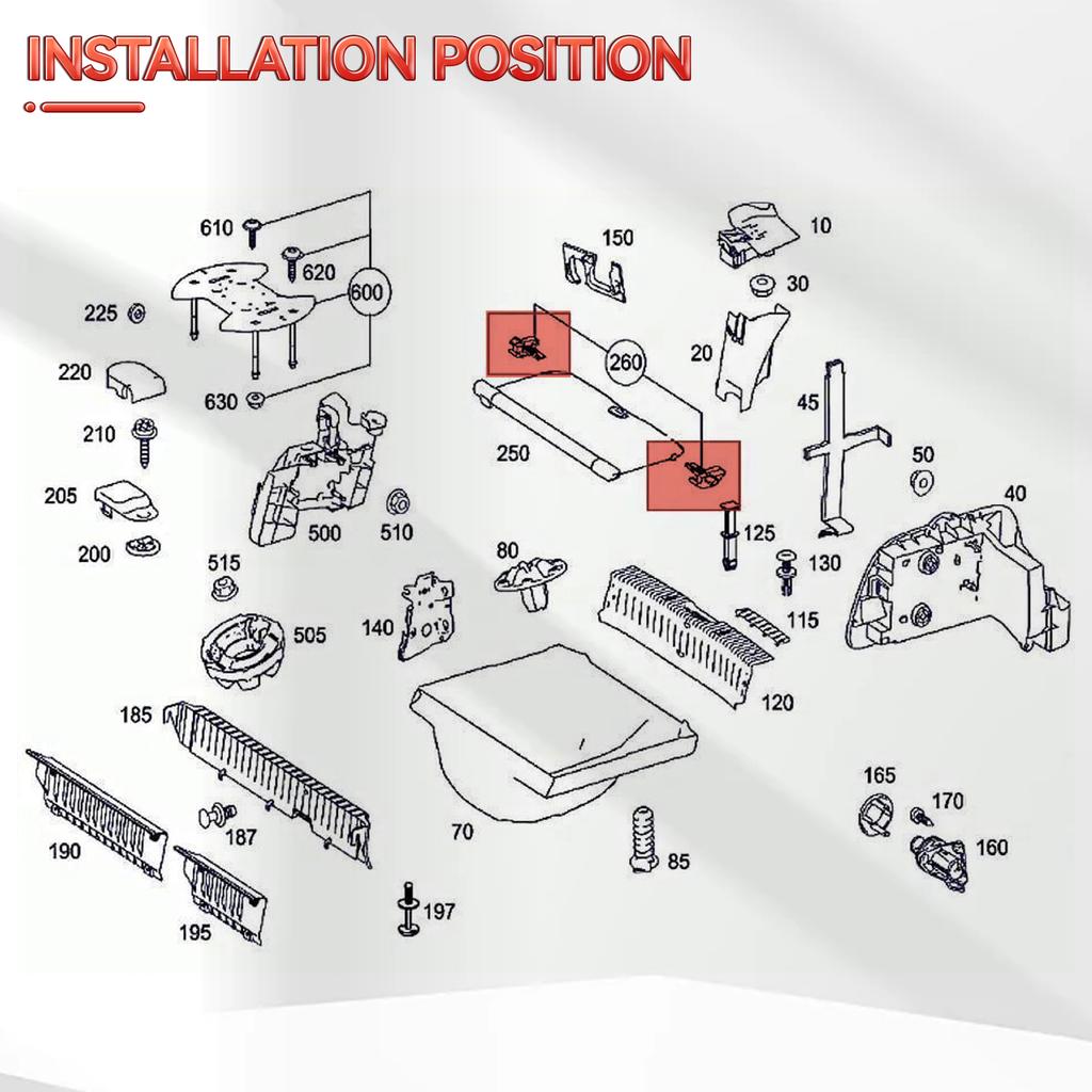 2x Parcel Shelf Plastic Clips Luggage Compartment Cover Clip For Mercedes-Benz A B CLASS W169 W245 A1696930284 A16969302849051