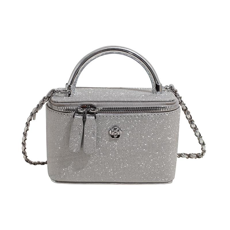 Rhombus embroidery thread shoulder small bag women's new spring and summer versatile chain messenger bag popular portable small square bag