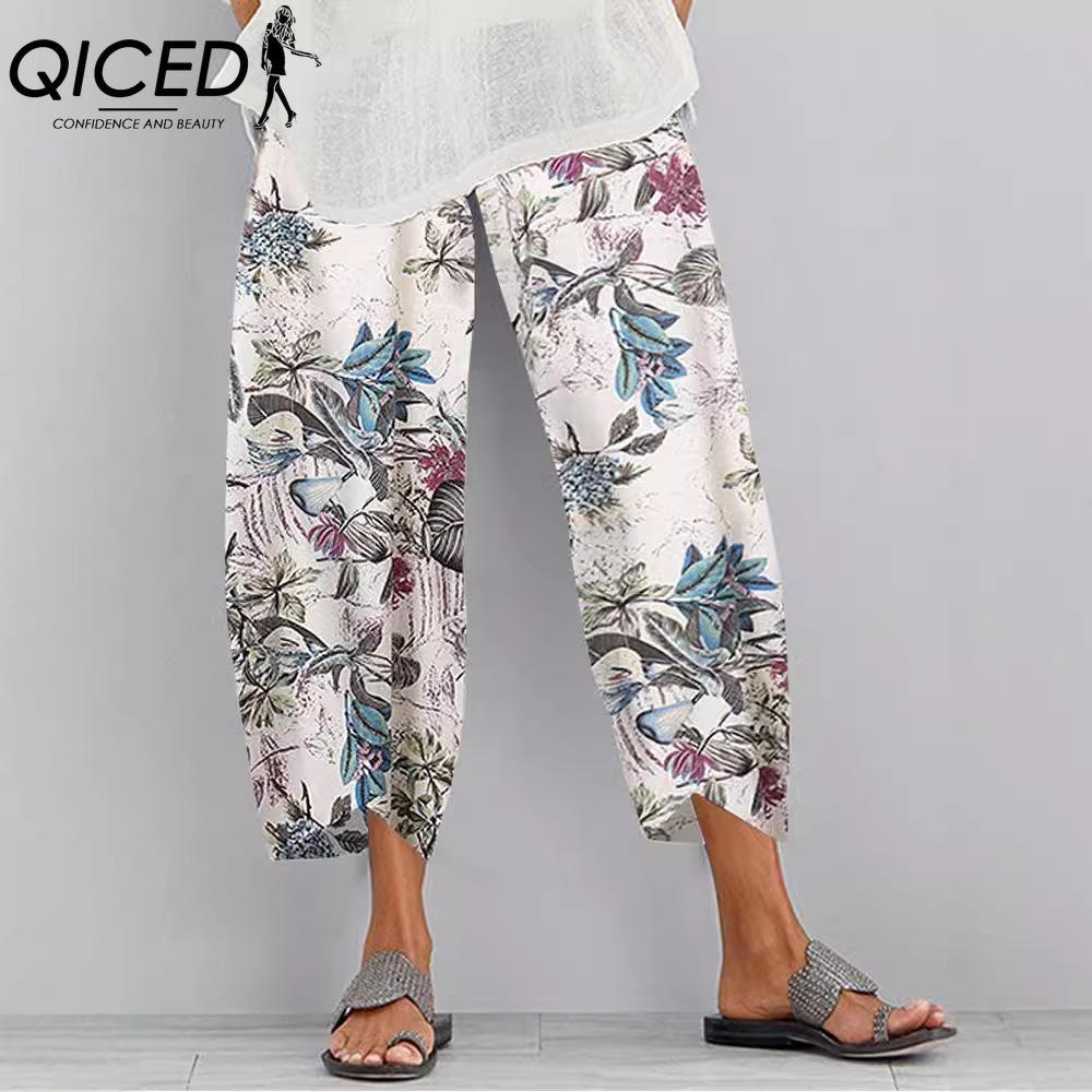 

QICED Женские модные повседневные брюки и капри с принтом однотонного цвета XXXXXL