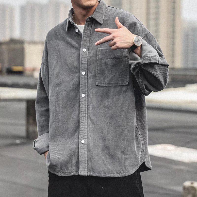 Men's Retro Corduroy Jacket - Spring/Autumn Loose Fit, Plus Size Casual Trend
