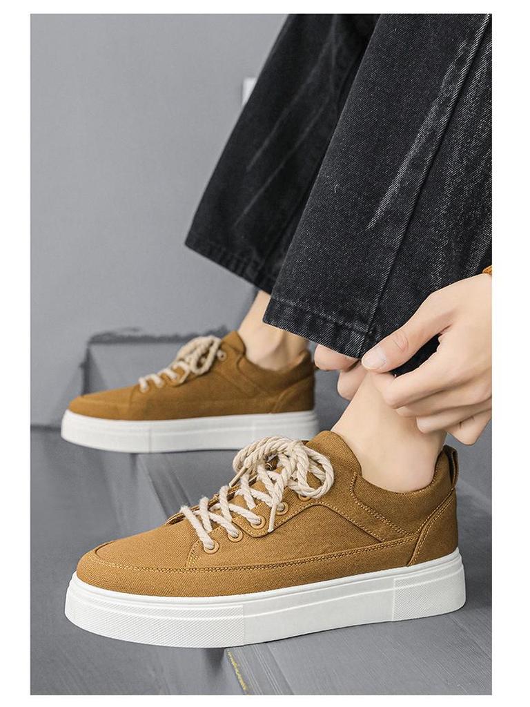 Men's Height-Boosting Thick-Soled Canvas Shoes - Breathable Summer Retro Lace-Up Sneakers