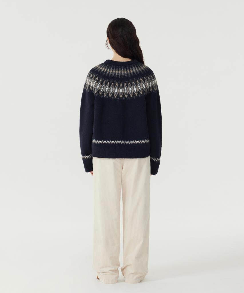 COVERNAT WOMAN Maglione Norvegese a Maglia Blu Scuro