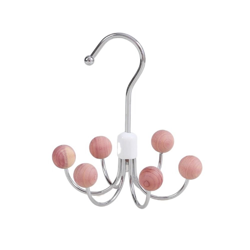 Creative Iron Wooden Ball Swivel Hook Rotatable Hanging Six-claw Hook Black Clothes Hangers Home