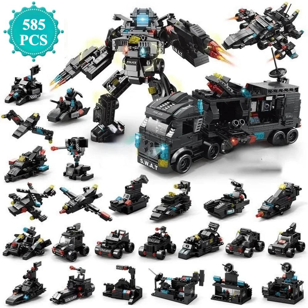 

City Police Station SWAT Team Military Building Blocks DIY Car Fighting Robot Model Toy for Kids Birthday Boys Gifts