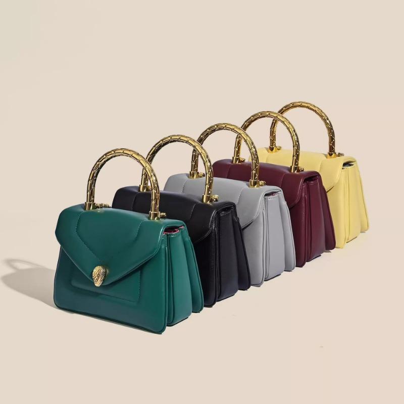 New leather women's bags, high-end cowhide bags, fashionable and versatile snake head portable messenger bags