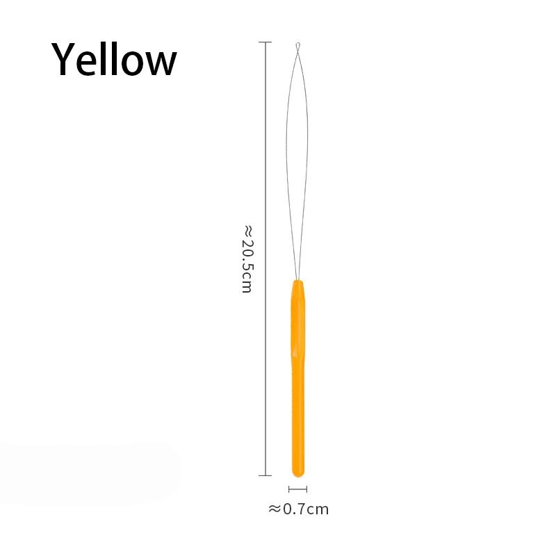 

1Pcs Plastic Handle Hair Extension Tufting Threader Beader Wig Crochet Tool Supplies Needle Piercer, Lead Wire, Wig Crochet Hook жовтий