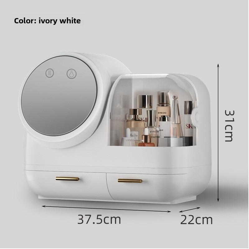 Creative LED Cosmetic Storage Box: Influencer Desktop Organizer with Large Capacity & Dustproof Skincare Holder