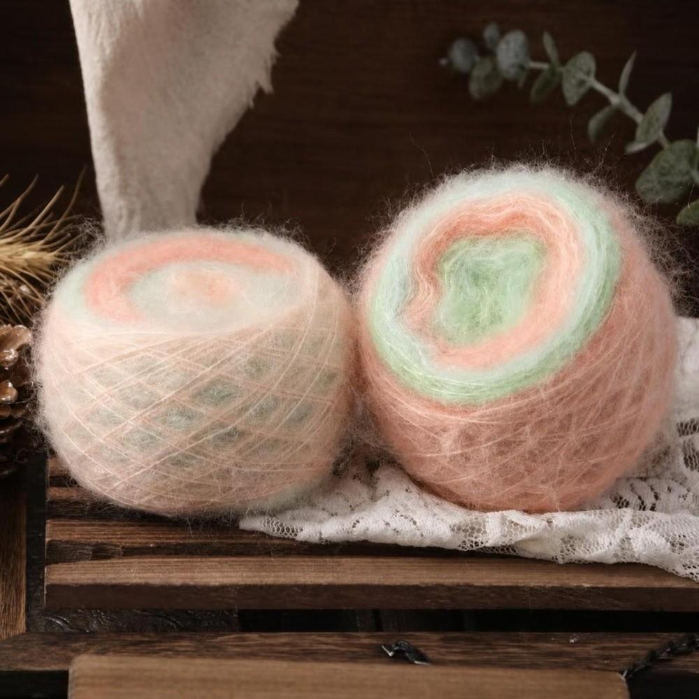 50G Gradient Color Rainbow Mohair Yarn Organic Cotton Blend Soft Texture Crochet Yarn 50g Weight Fine Hollow Hollow Yarn