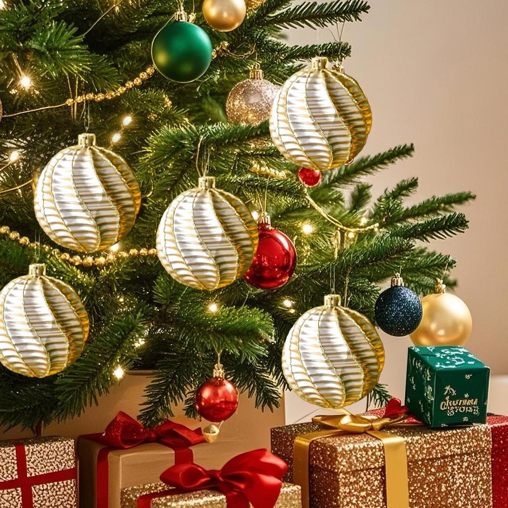 8cm Christmas Balls 2 Pieces Lightweight Reflective Pendant 8cm Christmas Balls Ornaments for Tree for Indoor Outdoor Party Home