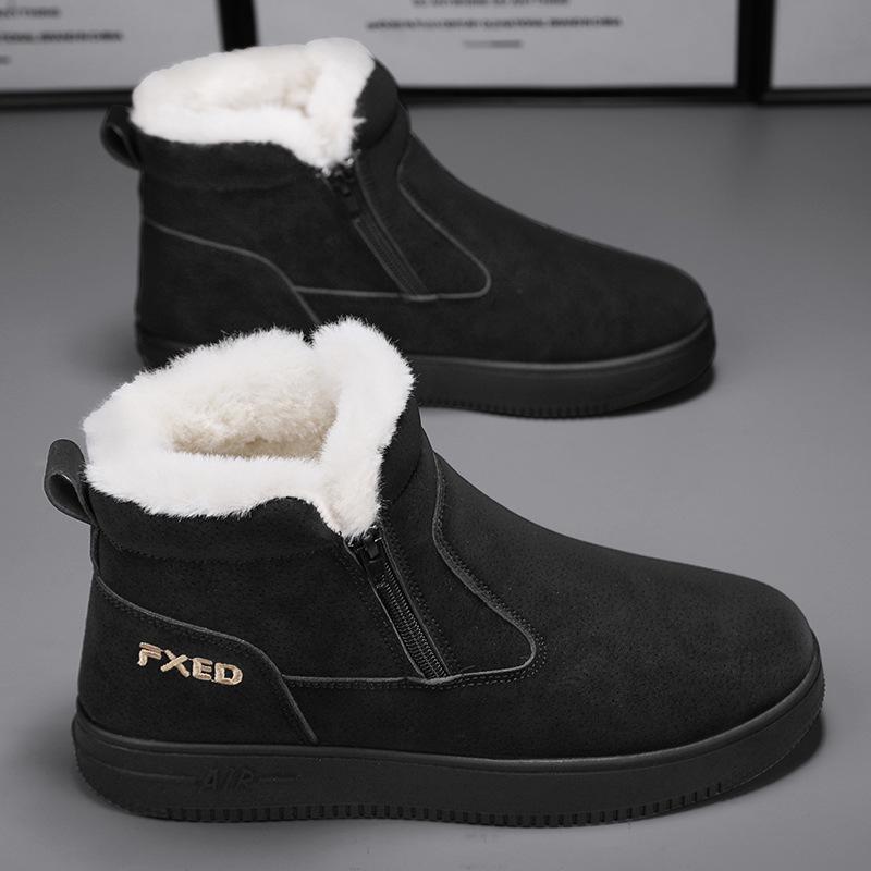 Pánské zimní vysoké sněhule: Teplé, s velurovou podšívkou, vodotěsné, protiskluzové, odolné proti chladu.