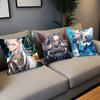 Game Genshin Impact Neuvillette Pillow Case Square Pillow Bedroom Sofa Leisure Comfort Cushion Car Living Room Home Decoration
