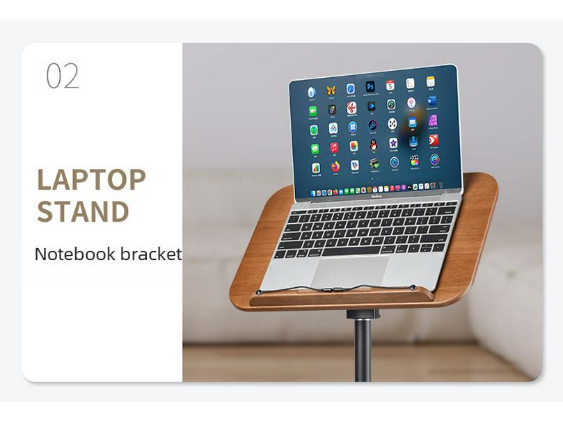 Adjustable Floor-Standing Reading and Music Stand with Book Shelf and Laptop Lift