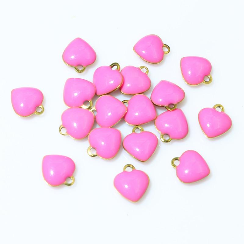 20pcs 9x8mm Enamel Small Heart Charms Pendant Stainless Steel DIY Jewelry Making Accessories Findings for Bracelet Earrings