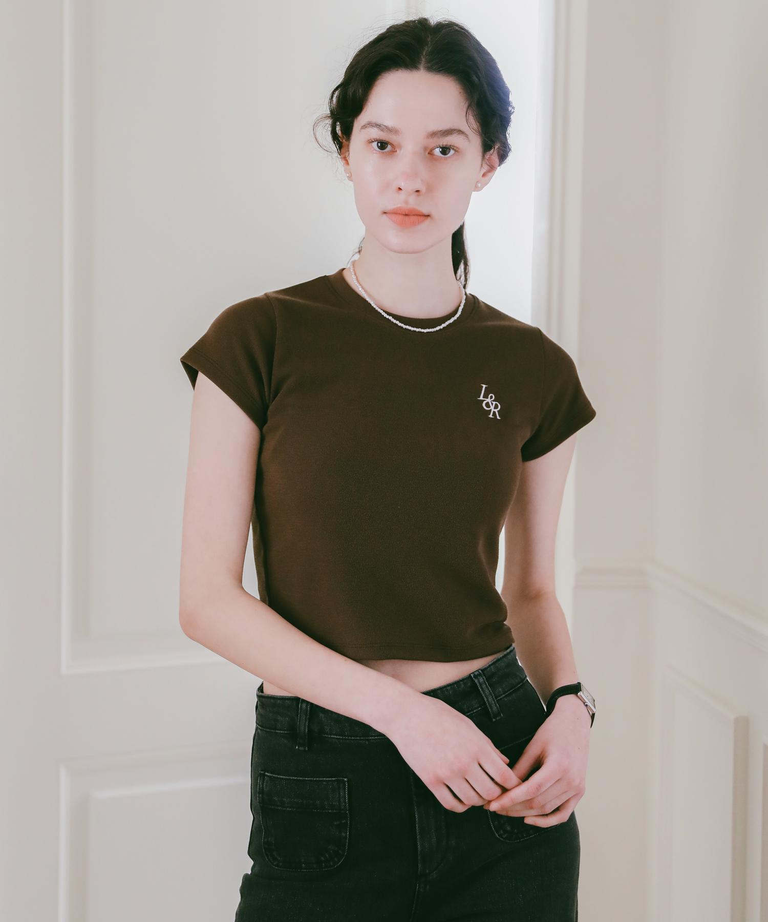 Rosiro L&R Slim Crop T-Shirt Brown Free