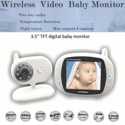 Monitor de bebé, monitor LCD de 3,5 pulgadas, videovigilancia, seguridad, visión nocturna, cámara de seguridad electrónica para niñera, bebé