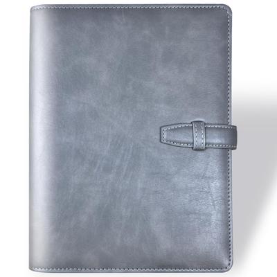 SYOUGO A5 Planner, 6-Ring Leather Organizer, Schedule Book, Notepad Cover with Refills, Card Storage, A5 Business Notebook, Office Supplies, Gray