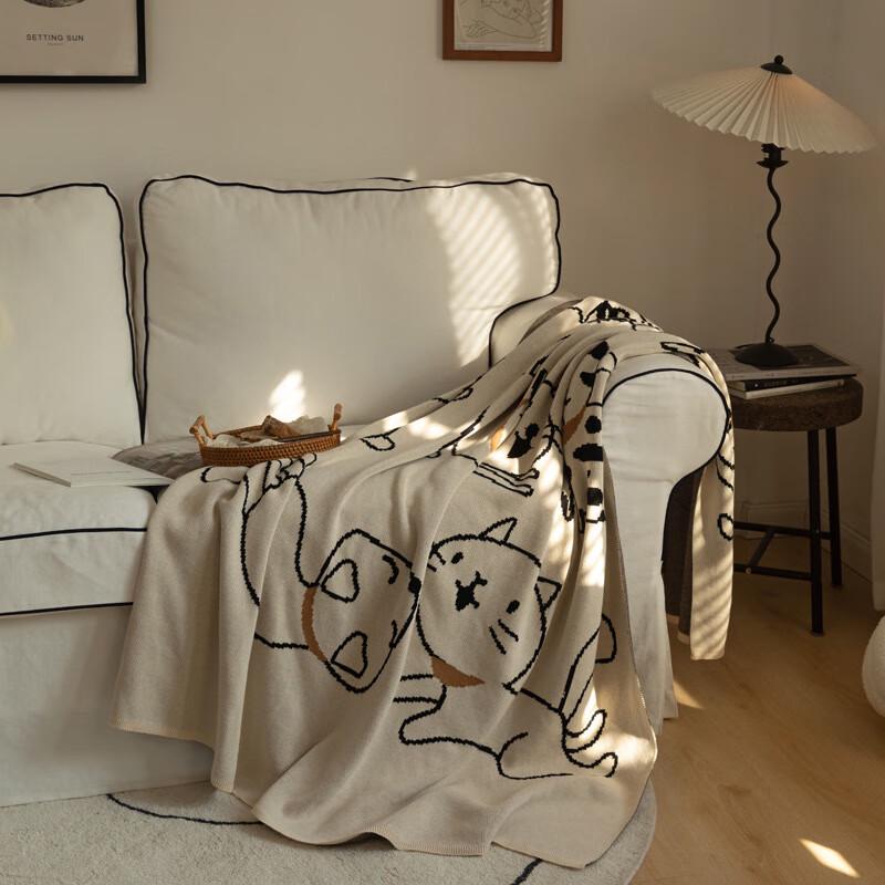 OEING Strick-Jacquard Katze Sofadecke