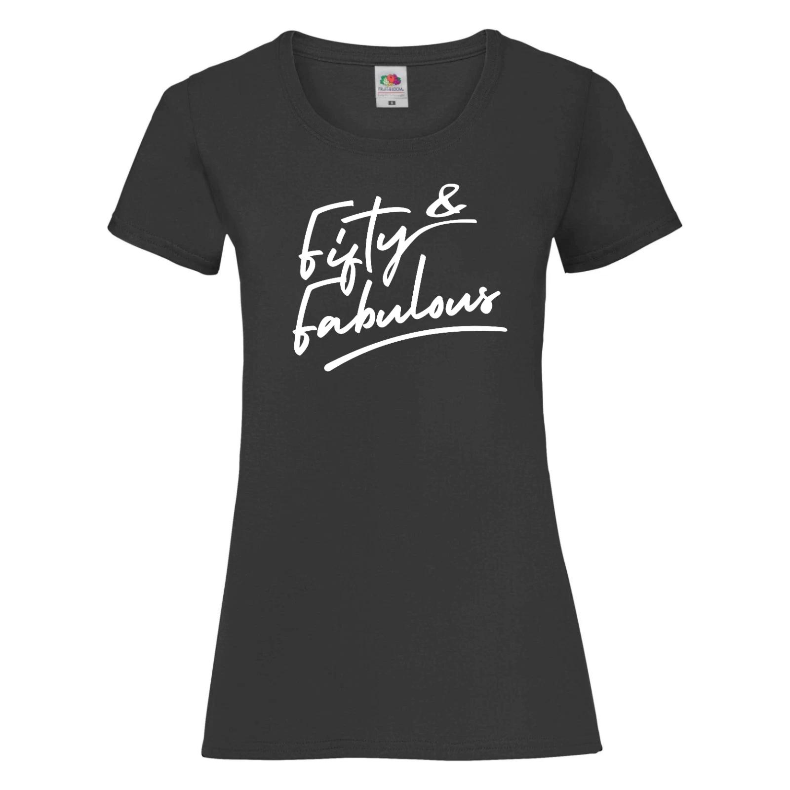 Женская футболка на 50-летие - Пятьдесят и Великолепна - Подарок на 50-летие L