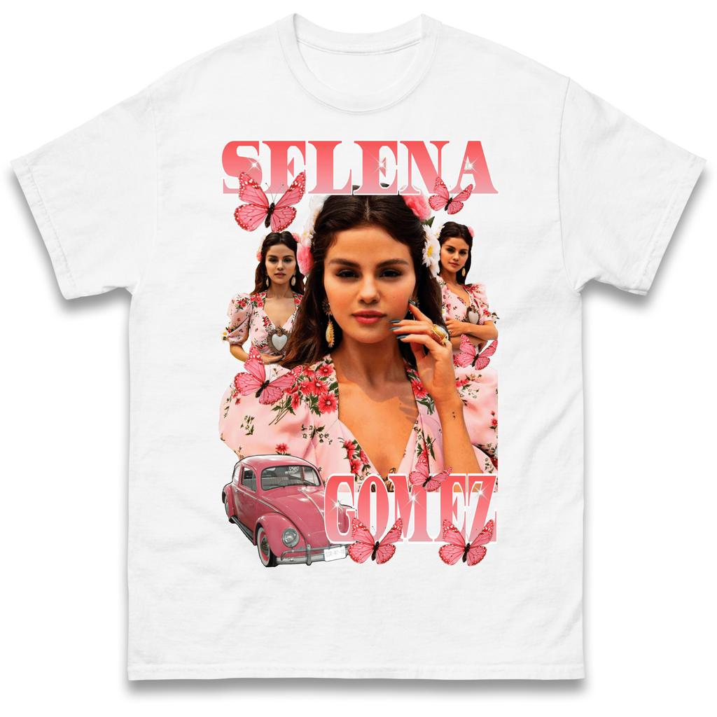 Selena Gomez Butterfly Collage Graphic Tshirt Unisex Unisex Retro 90s Bootleg Fan Casual Short Sleeve Cotton Tops