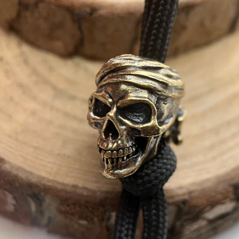 Pirate Skull Brass Knife Bead Outdoor Tool Pendant DIY Keychain Woven Bracelets Accessories Lanyard Charms