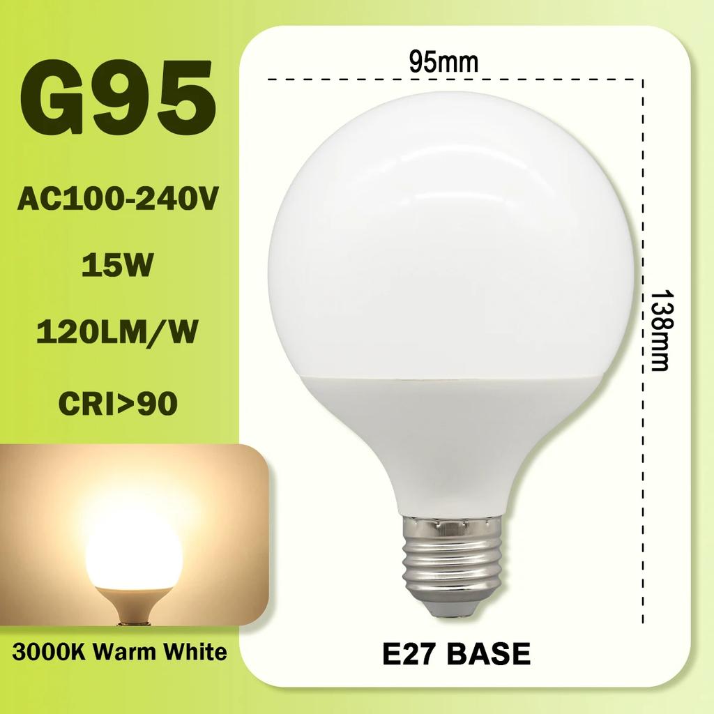 1-6PCS LED Bulb E27 10W 15W 18W AC 220V 127V G80 G95 G120 Energy Saving Global Light Lampada Ampoule Led Lamp Vanity Light Bulbs