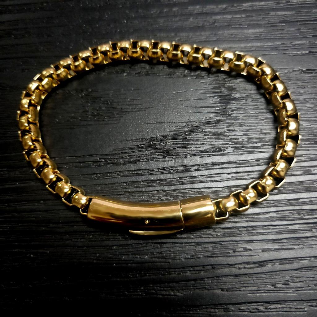 Accessories, Men'S Stainless Steel Square Pearl Bracelet, Creative Personality Trend Titanium Steel Hip Hop Jewelry