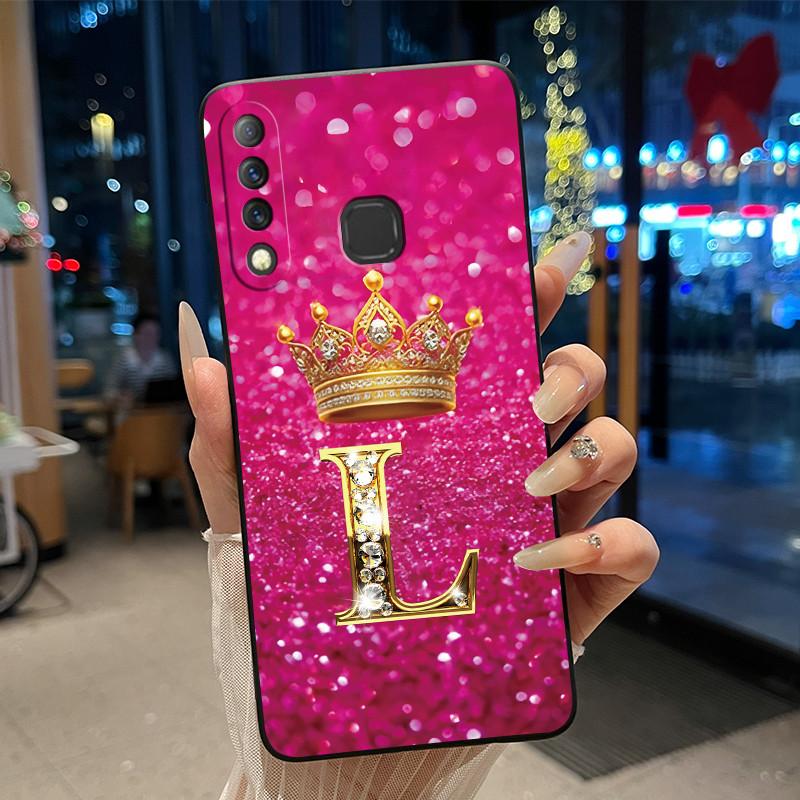 Beautiful A To Z Letter Crown Casing For Infinix S4 Smart3 Plus X626 X267 Case Black Soft Silicone Shockproof Shell