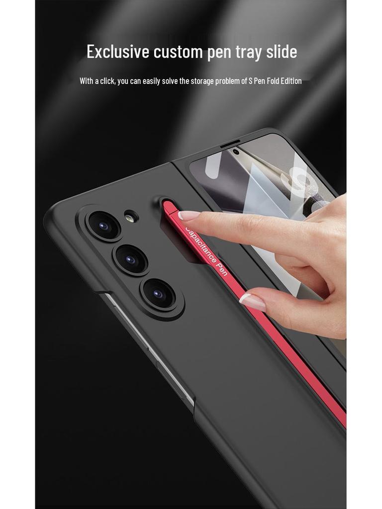 Samsung Z Fold6 Ultra-Thin Frosted Phone Case with Pen Slot - Solid Color Protective Cover