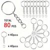 40/80/100/140/180 Pcs 25mm Electroplated Split Key Rings, 4-Section Chains and Open Jump Rings for DIY Jewelry Making