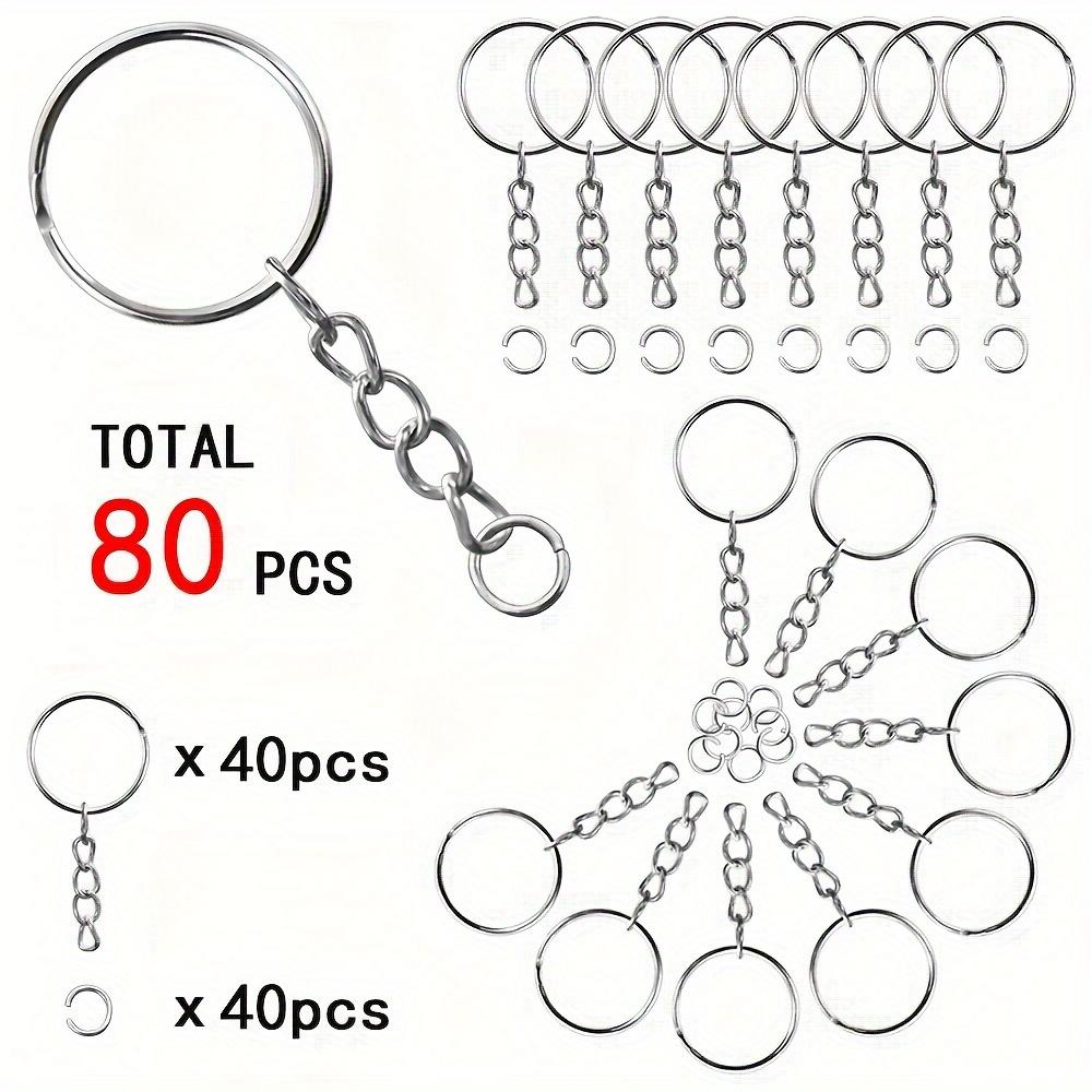 40/80/100/140/180 Pcs 25mm Electroplated Split Key Rings, 4-Section Chains and Open Jump Rings for DIY Jewelry Making