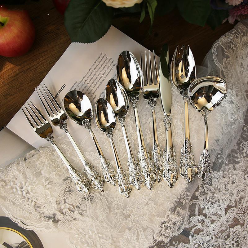 1Pcs Luxury Western Silverware Cutlery Dinnerware Set Flatware Steak Knife Fork Spoon Dinner Tableware Restaurant Cooking Room Tool