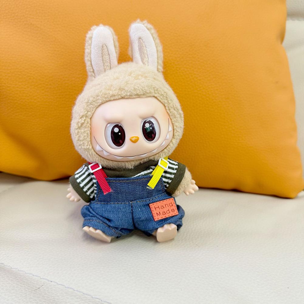 For 17cm Labubu Doll Clothes Fashion Clothes Denim Overalls Clothes Color Match Shirts Dolls Accessories Cute Decoration Little Cloths