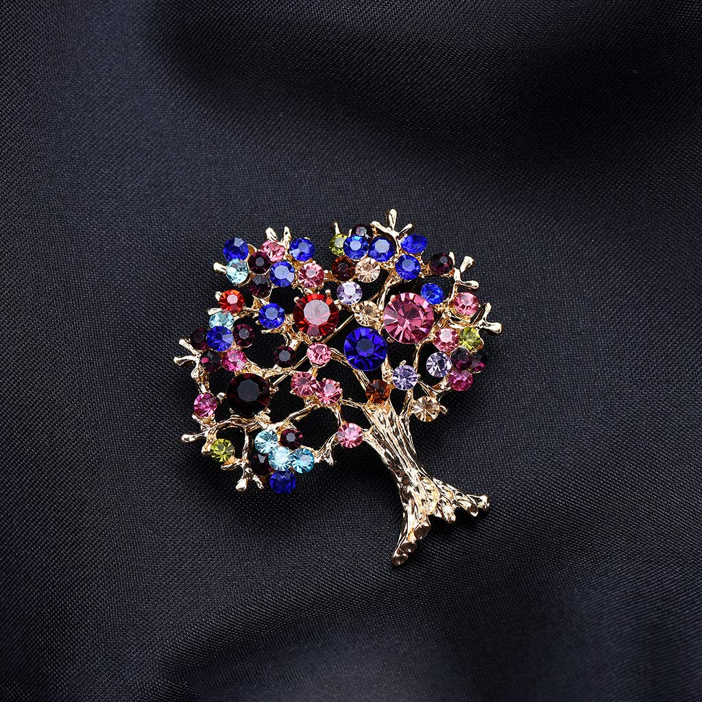 Comelyjewel Tree Rhinestone Banquet Suit Scarf Charm Jewelry Badge for Party Metal Brooch, Pin, Cosplay.,