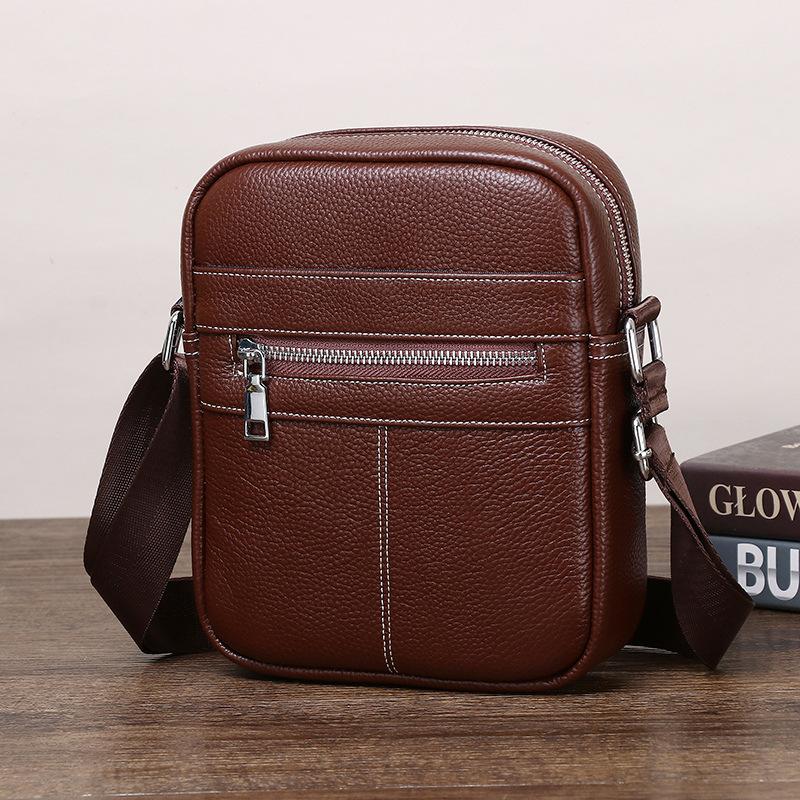 

Leather Men S Bag, First Layer Cowhide Casual Shoulder Messenger Bag Versatile Shoulder Bag темно-рудий