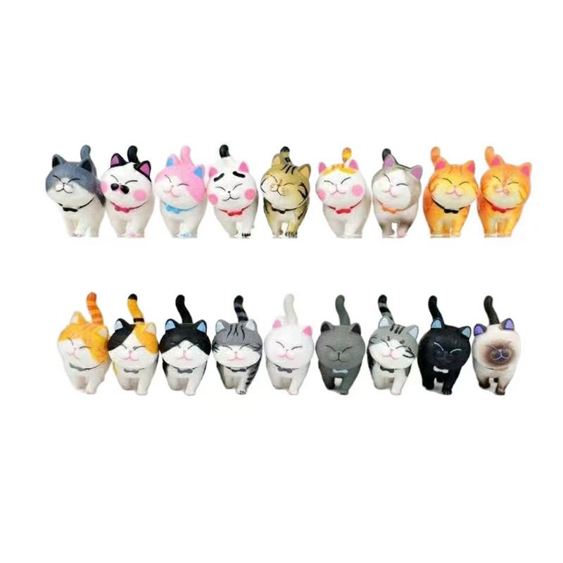 9 Stück Süße Katzen-Ornamente Set Kawaii Schreibtisch-Dekoration Für Zuhause Büro Mini-Katzenfiguren Mit Glöckchen Perfektes Geburtstagsgeschenk